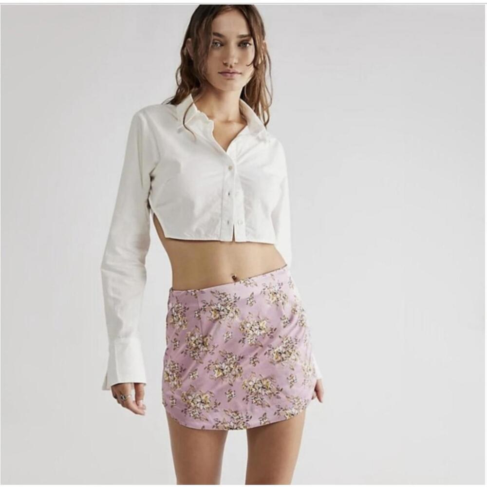 🌸 Free People All Dressed Up Mini Skirt | Pink Floral Jacquard | Size 6 NWT